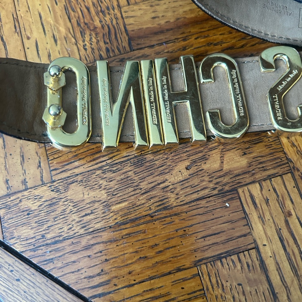 Moschino Black Leather Belt with Gold Letters - Picture 4 of 16